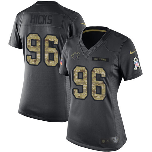 Women's Limited Akiem Hicks Nike Jersey Black - #96 2016 Salute to Service NFL Chicago Bears